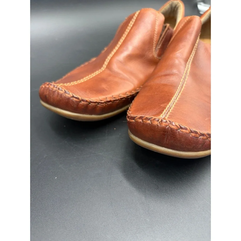 Pikolinos Jerez Mens Tan Brown Leather Slip On Loafers Whipstitch Shoes Size 46
